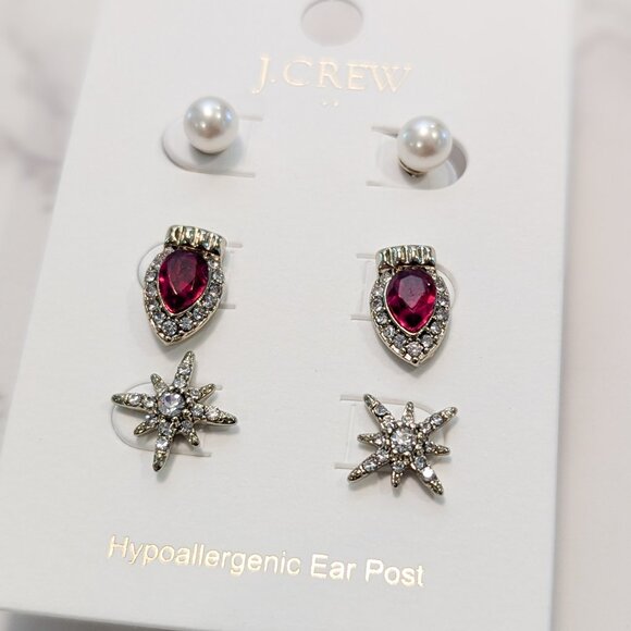 J.Crew Factory Holiday Lights Stud Earrings Set-of-Three - Picture 1 of 6